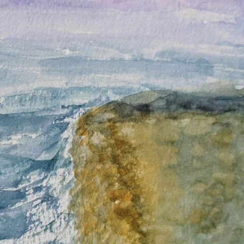 closeup of seaside watercolour illustration