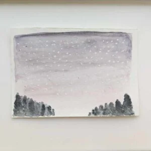 Starry Night in Dark Forest painting