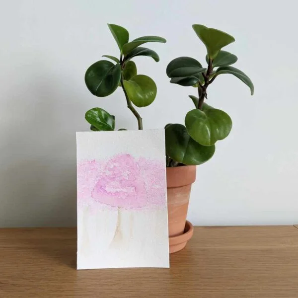Cherry Blossom Trees painting with plant on desk