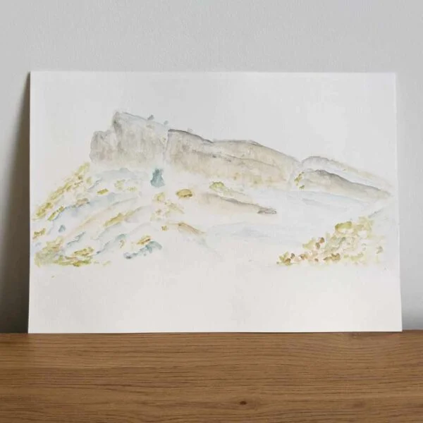 Edinburgh Sainsbury Crags painting on desk