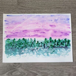 Shooting stars and forest painting