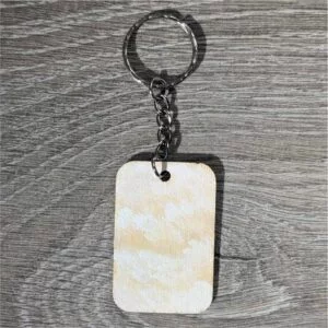 wood keychain with sunset design