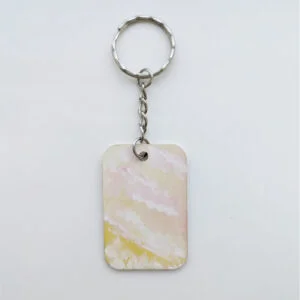 wood keychain with sunset design