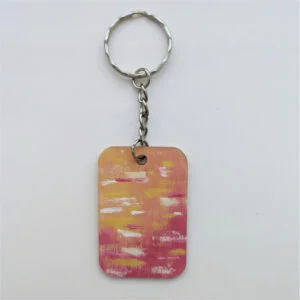wood keychain with sunset design