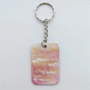 wood keychain with sunset design
