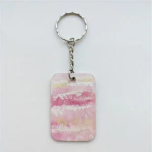 wood keychain with sunset design