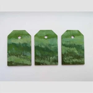 set of 3 gift tags with green abstract design