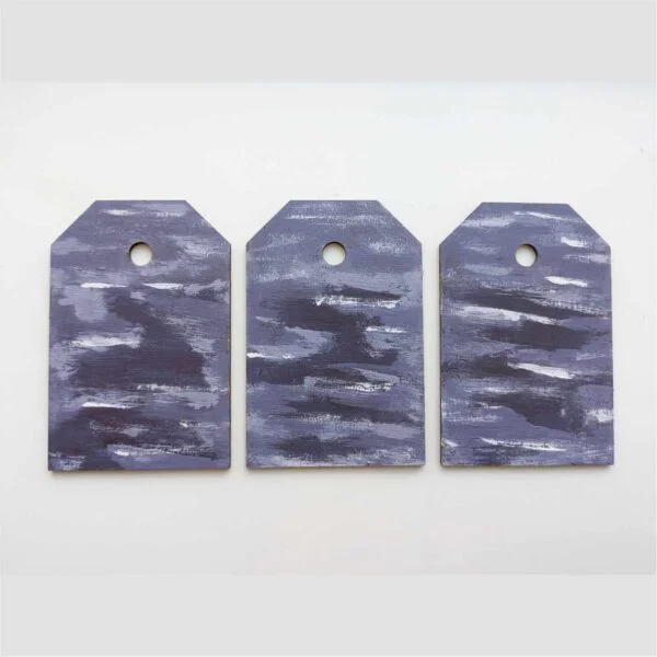 set of 3 gift tags with abstract purple design
