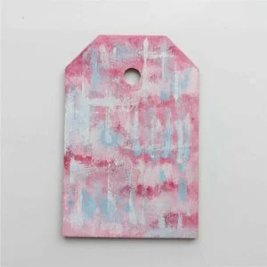 gift tag with blue and red design